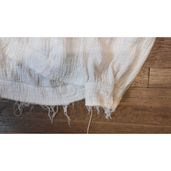 Forever 21 Size Small Oversized Casual Grunge Raw Hem Boxy Button-Down Shirt - Picture 3 of 6